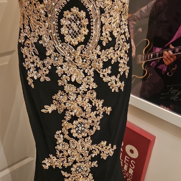 Anny Lee Black Maxi Dress with Gold Embellishment - Picture 4 of 13